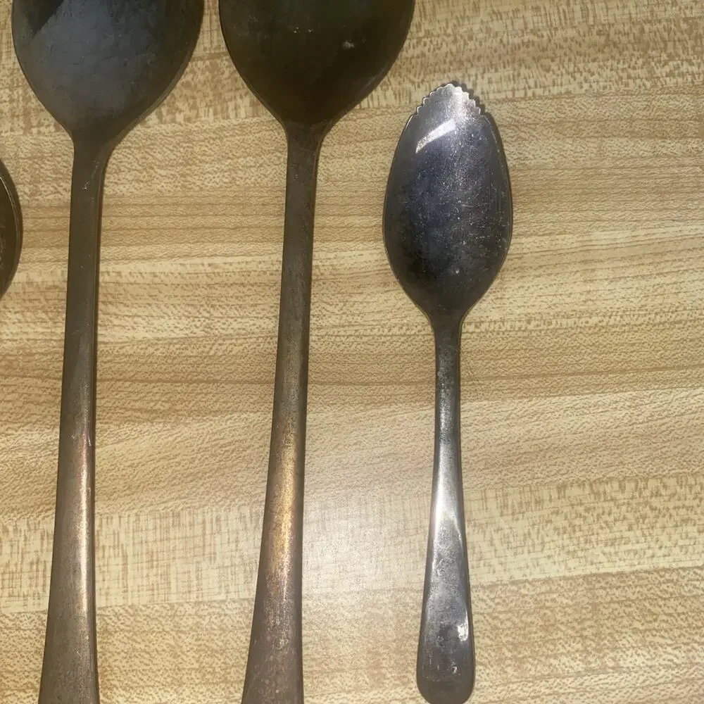 Set Of 4 Sheffield Silverplate Salad Serving, Grapefruit Spoon, Relish Spoon